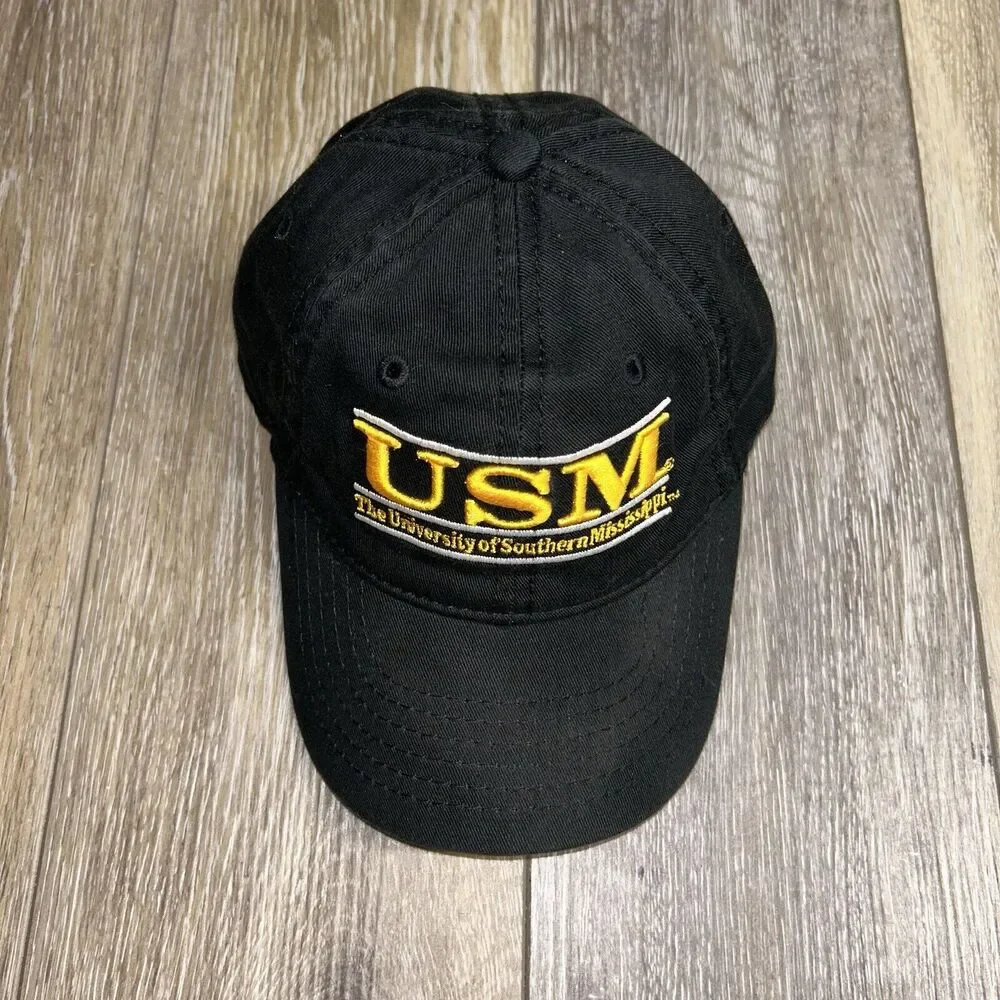 USM Southern Miss YOUTH Black Yellow Baseball Hat Cap Embroidered Cotton